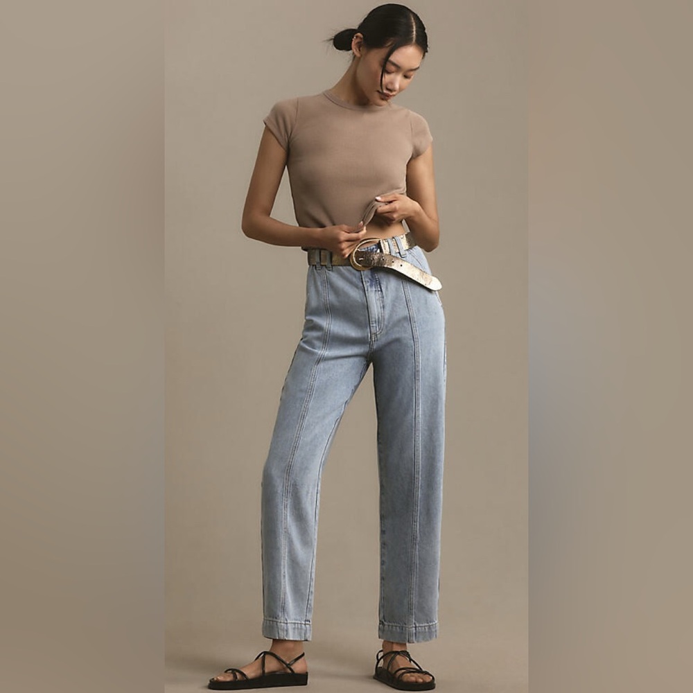 Pistola Court Pull-On High-Rise Straight-Leg Jeans NWT